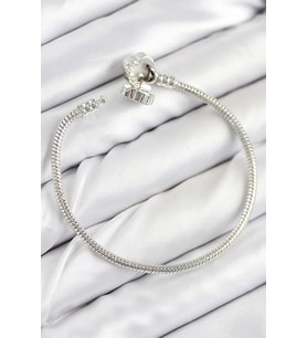 Pirinç Charm Zirkon Taşlı Yonca Model Gümüş Renk Kadın Bileklik 5886 - EEEEEE4292-1286