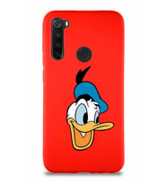 Xiaomi Redmi Note 8 Soft Premier Kapak Donald Duck-A Tasarımlı Silikon Kılıf - Kırmızı (Şeffaf)