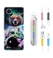 Huawei Nova Y70 Y90 Nova 9 SE  Kılıf Kablo Koruma Spiral Silikon Astronot Panda 1755