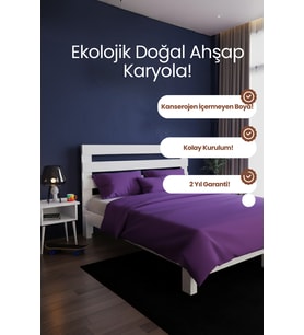 Urban New Model Masif Ahşap Karyola Kolay Kurulum Fırınlanmış İthal Sibirya Çamı 100x200 Yatak Uyumlu
