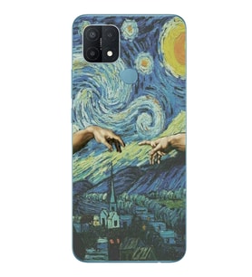 Oppo A15 / A15S Uyumlu Sanatsal Vintage Desenli Şeffaf Telefon Kılıfı