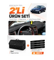 TOYOTA AVENSİS T220 (1997-2002) Uyumlu Torpido Örtüsü + Deri Bagaj Çantası + Sticker Seti - Siyah