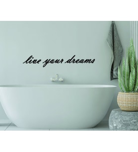 BK Home Live Your Dreams Ahşap Duvar Yazısı (Siyah)