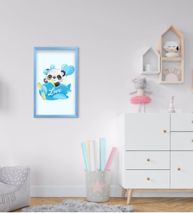 BK Home Sevimli Panda Tasarımlı Dekoratif Mavi Ahşap Çerçeveli Çocuk Odası Tablo-2