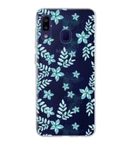 Samsung Galaxy M10s Kapak Floral Su Yeşili Tasarımlı Şeffaf Silikon Kılıf
