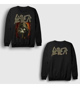 Presmono Unisex Siyah Skull On A Spear Slayer Sırt Baskılı Sweatshirt 517738tt