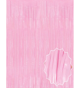 pilelistore Soft Pembe Püsküllü Kapı Perdesi - Parti, Baby Shower, Cinsiyet Partisi 1x2 m