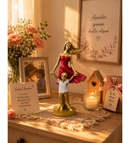 Anne Çocuk Biblo  Dekoratif Ev ve Ofis Aksesuarı  Polyester Döküm 10x25 cm 3 Renk Seçenek (Kırmızı-Beyaz)