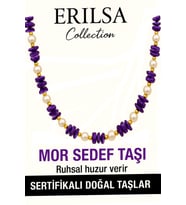 Sertifikalı Kırık Taşlı Model İnci - Mor Sedef Taşı Kolye (Çok Renkli)