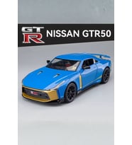 Mavi Işıklı Sesli 1:24 Ölçek İnce Detay Açılır Kapı Nissan GT-R50 Premium Model Araba