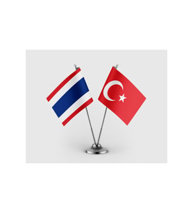 Tayland Ve Türkiye Bayrağı İkili Saten Masa Bayrağı Takımı