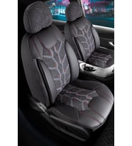 Tofaş Murat 131 Uyumlu Lüx Deri Detaylı Keten Oto Koltuk Kılıfı Ön Arka Takım Karaca SİYAH