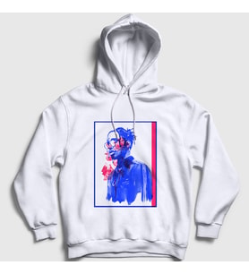 Presmono Unisex Beyaz Watercolor ASAP Rocky Kapüşonlu Sweatshirt 153212tt