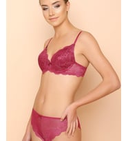 Kadın Dantelli Destekli Cuplı Balenli Push-up Takım - 4618 (Vişne)