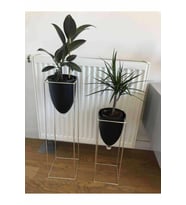 2'li Metal Ayaklı Saksı Çiçeklik Metal Renk Dekoratif -s101