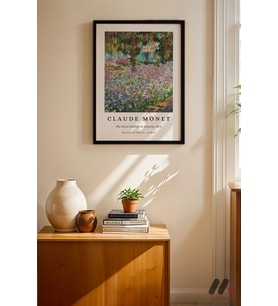 Claude Monet Iris Bahçesi, Siyah Çerçeveli Duvar Tablosu - Modern Ev Dekorasyonu