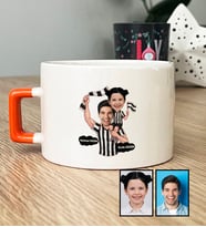 Kişiye Özel Karikatürlü Siyah Beyaz Taraftar Baba Kız Lüks Fincan Babalar Günü Hediyesi