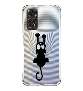 Xiaomi Redmi Note 11 Pro  Köşe Korumalı Antishock Kapak Çizgi Kedi Tasarımlı Şeffaf Kılıf