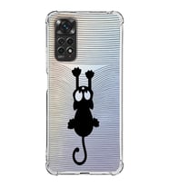 Xiaomi Redmi Note 11 Pro  Köşe Korumalı Antishock Kapak Çizgi Kedi Tasarımlı Şeffaf Kılıf
