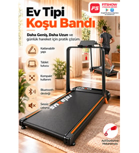 Güçlü Katlanabilir Koşu Bandı Ev Tipi Yürüyüş Fitshow App Bluetoothlu Uzaktan Kumanda Sessiz Motor