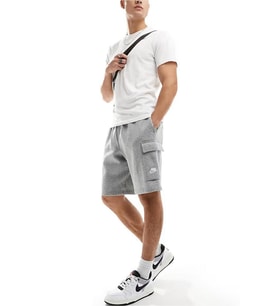 Sportswear Clup Cargo Short Erkek Gri Şardonlu Bol Kesim Spor Şort