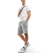 Sportswear Clup Cargo Short Erkek Gri Şardonlu Bol Kesim Spor Şort