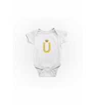 Unisex Bebek U Harfi Baskılı Zıbın