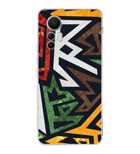 Xiaomi Mi 12 Lite Uyumlu Kapak Soyut Grafiti Tasarımlı Şeffaf  Silikon Kılıf