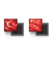 Buzdolap Magnetleri - Çin Bayrağı ve Türk Bayrağı - 2'li Set Magneti