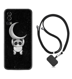 General Mobile Gm 23 Kılıf Resimli Boyun Askılı İpli Desenli Silikon Series Panda Moon 1811
