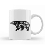 Retro Animal Bear I Just Want To Be Your Teddy Black Kupa Bardak Porselen