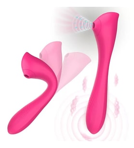 Otomatik Isıtmalı Kıkırdaklı Bükülebilir Klitoris Emiş Güçlü ve G-Spot Uyarıcı Titreşimli 2 in 1 Vibratör