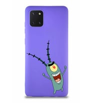 Samsung Galaxy Note 10 Lite Soft Premier Kapak Plankton Tasarımlı Silikon Kılıf - Mor (Şeffaf)