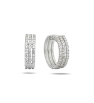Diamond Model 3 Sıra Yarımtur Halka Kadın Gümüş Küpe 16 MM