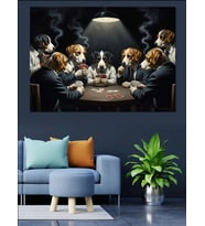 Masada Poker Oynayan Köpekler Grubu Dekoratif Kanvas - Mdf Ahşap Tablo