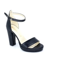 Trendyshoes  032945 Bayan 10 Cm.Topuklu Tek Bant PLATFORM AYAKKABI (Siyah)