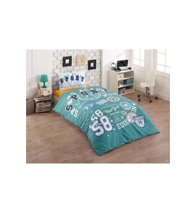 Kristal %100 Pamuk Ranforce Genç Model Tek Kişilik Nevresim Takımı-Sporty Mint (Mint Yeşili)