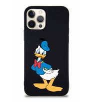 Apple iPhone 12 Pro Soft Premier Kapak Donald Duck-D Tasarımlı Silikon Kılıf - Siyah (Şeffaf)