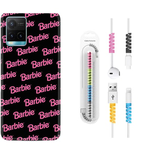Vivo Y11S Y21S Y20 Y20S Y70 Kılıf Kablo Koruma Spiral Silikon Barbie 1404