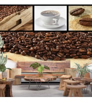 Kahve Çekirdekli Cafe Duvar Kağıdı Baskı