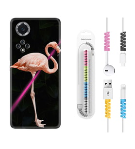 Huawei Nova Y70 Y90 Nova 9 SE  Kılıf Kablo Koruma Spiral Silikon Line Filamingo 1776