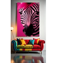 PEMBE SAÇLI ZEBRA Ev Duvar Salon Güzellik Salonu Ofis Dükkan Dekarasyon Kanvas Tablo (Çok Renkli)
