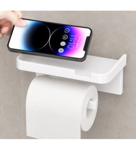 Tuvalet Kağıdı Askılığı - Raflı ve Yapışkanlı - Matkapsız Banyo Aksesuarı