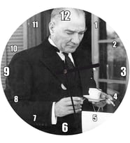 Cakatablo Atatürk Smokinli Kahve Sigara Duvar Saati