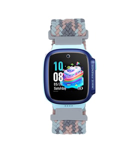 Huawei GT4 41mm KRD-139 18mm Çocuklara Özel Dayanıklı Örgü Kordon (Gri - Pembe)
