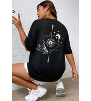 Unisex Pusula Baskılı T-shirt (Siyah)