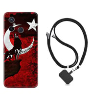 Xiaomi Redmi 12C Kılıf Resimli Boyun Askılı İpli Desenli Silikon Wolf and Moon 2 1381