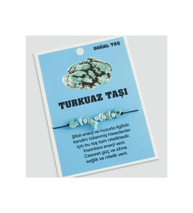 Turkuaz Doğaltaşlı İp Bileklik Turkuaz (Kırmızı-Beyaz)