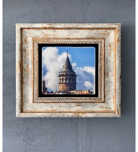 Çerçeveli Taş Duvar Dekoru 20 X 20 Cm Galata Kulesi