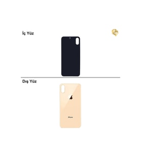 iPhone XS Altın Renk Arka Kapak Arka Cam Batarya Kapağı Lazer Kesim Kapak Pil Kapağı